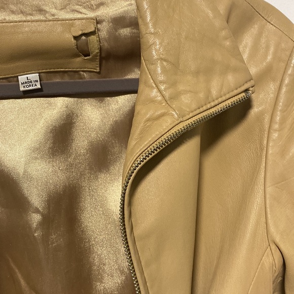 Tan leather jacket size L - Picture 2 of 6